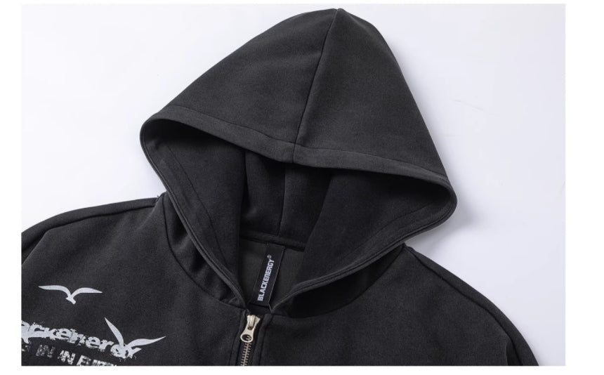 Washed Letter Zip-Up