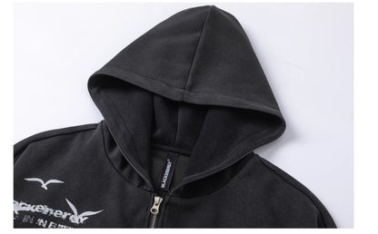 Washed Letter Zip-Up