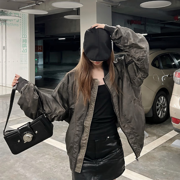 Distressed Baseball Jacket