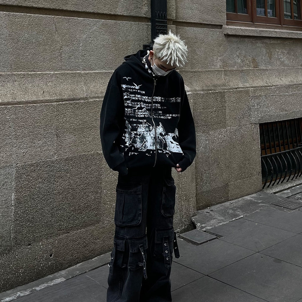 Washed Letter Zip-Up