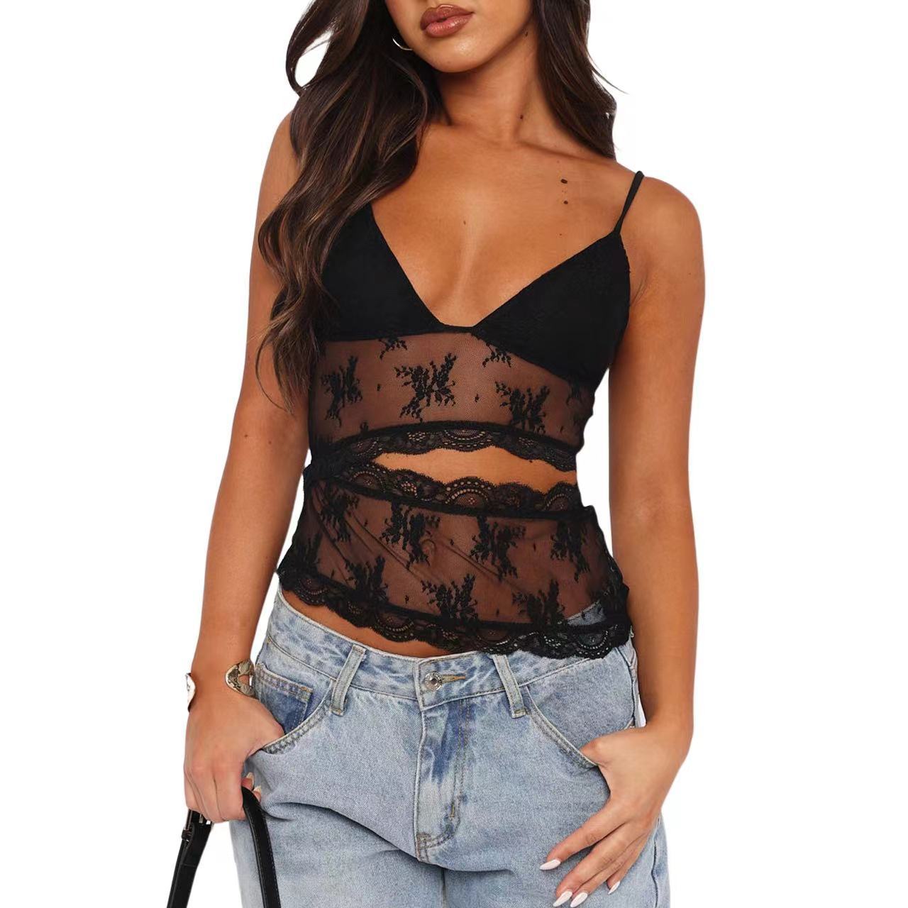 Lace Stitched Backless Top