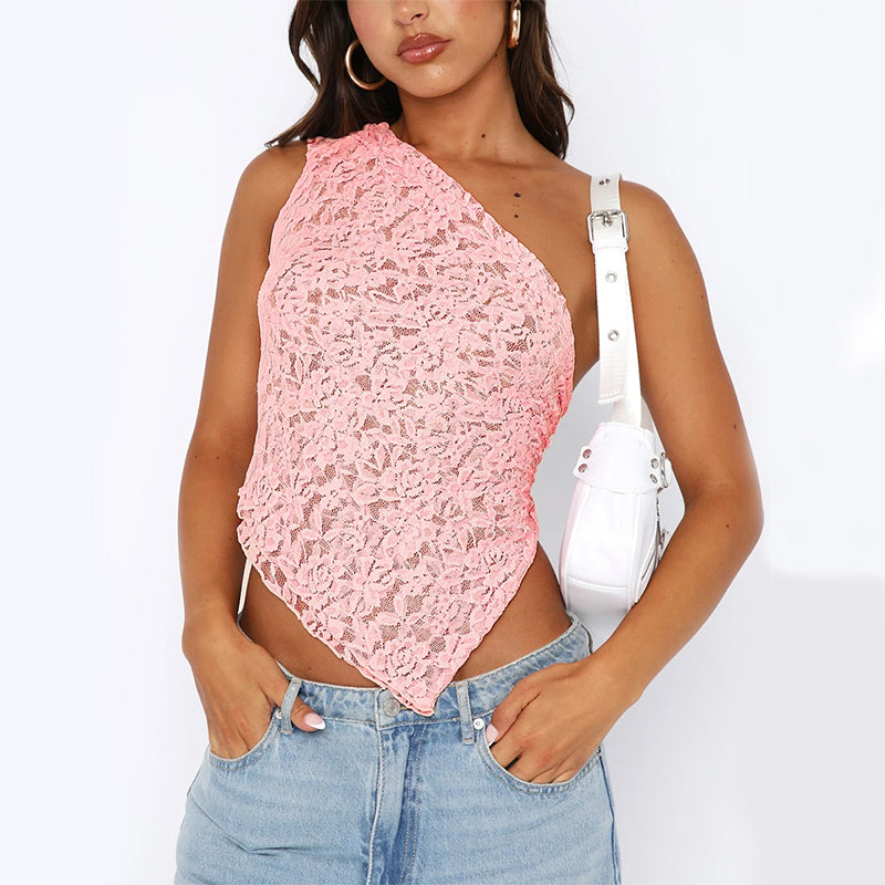 Asymmetrical Single Shoulder Flower Top
