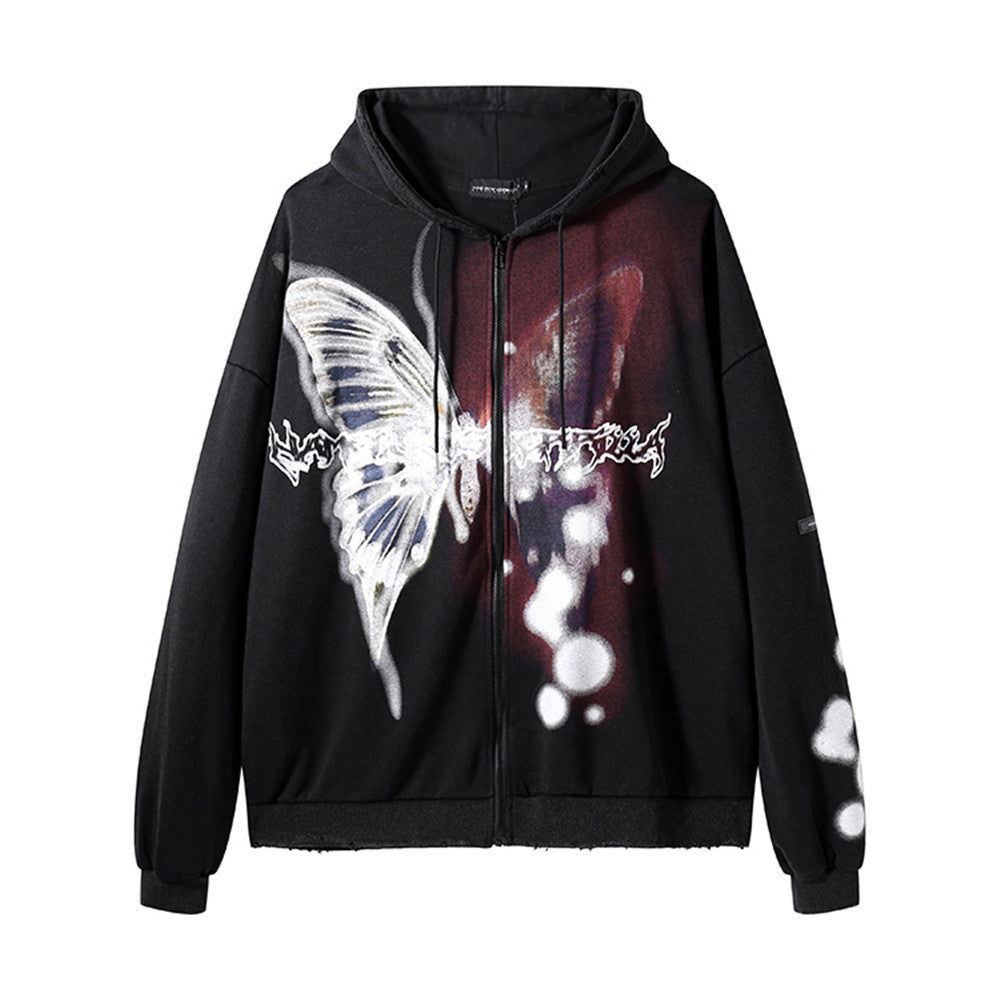 Butterfly Print Zip-Up