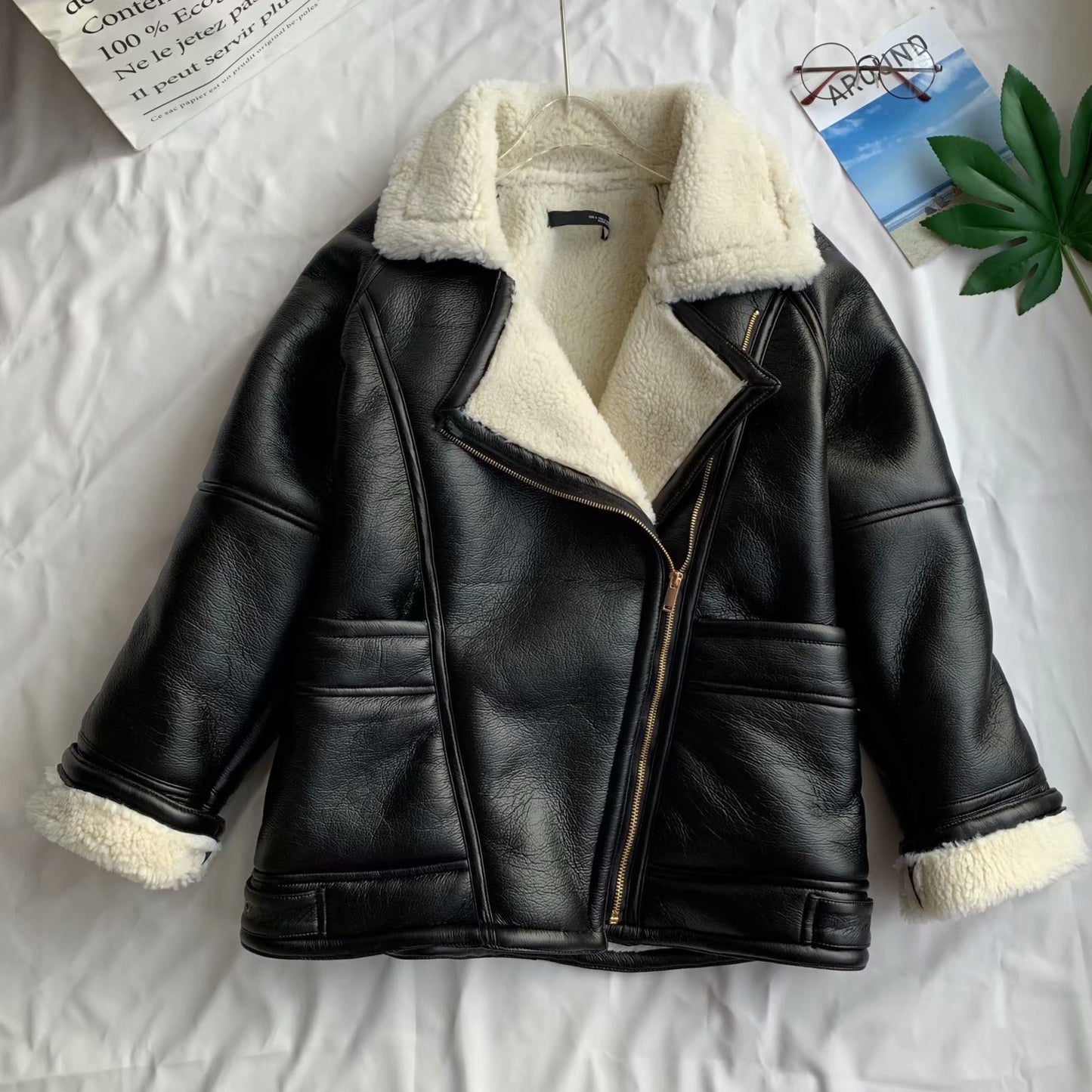 Faux Leather Motorcycle Coat
