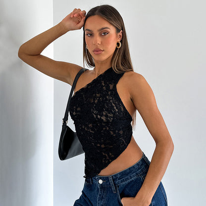 Asymmetrical Single Shoulder Flower Top