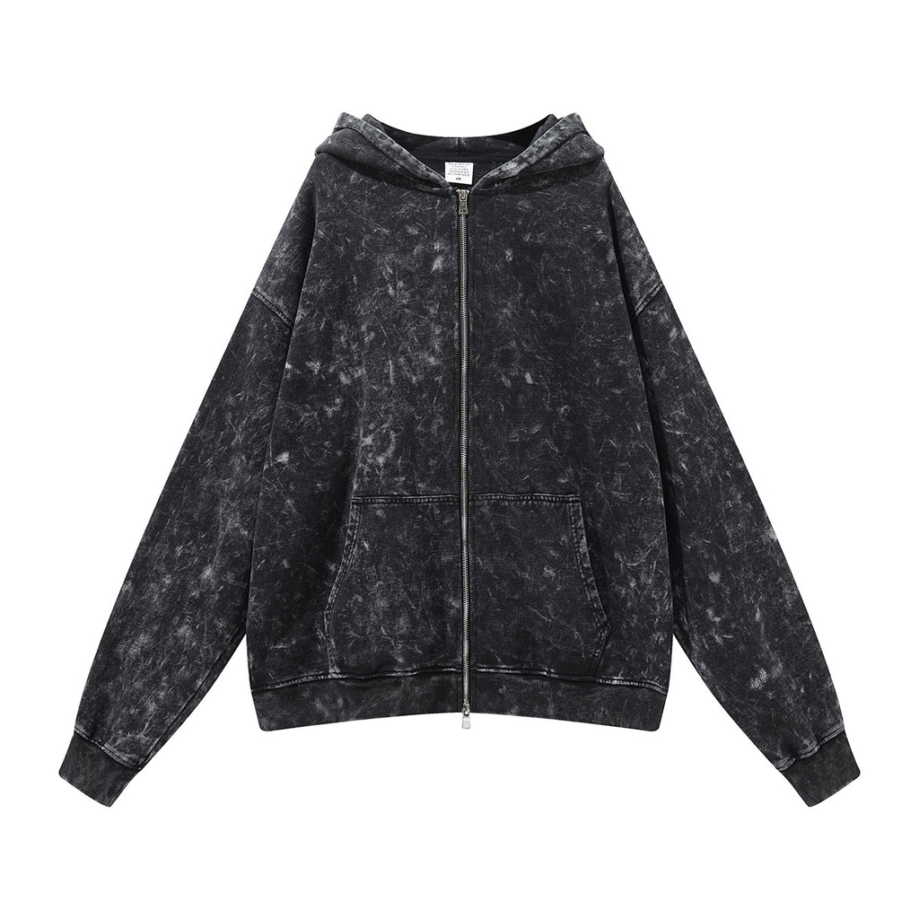 Washed Distressed Black Hoodie