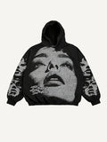 Printed Casual Sporty Hooded Sweatshirt