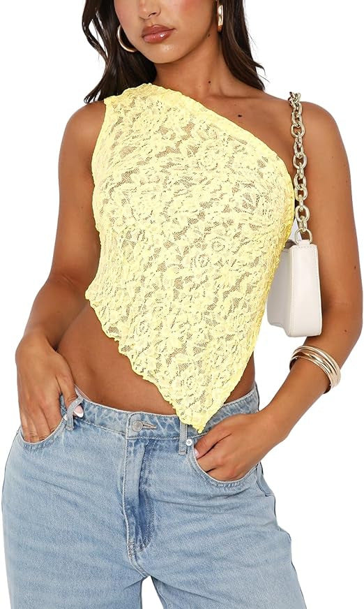 Asymmetrical Single Shoulder Flower Top