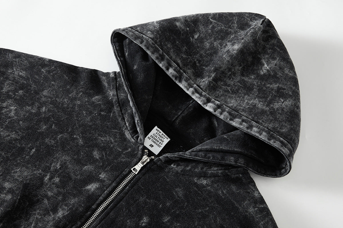 Washed Distressed Black Hoodie