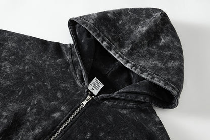Washed Distressed Black Hoodie