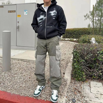 Blurred Faces Zip-Up Hoodie