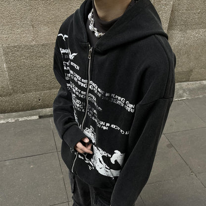 Washed Letter Zip-Up