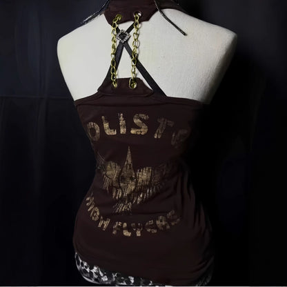 Spliced Leopard-Print Halter Top