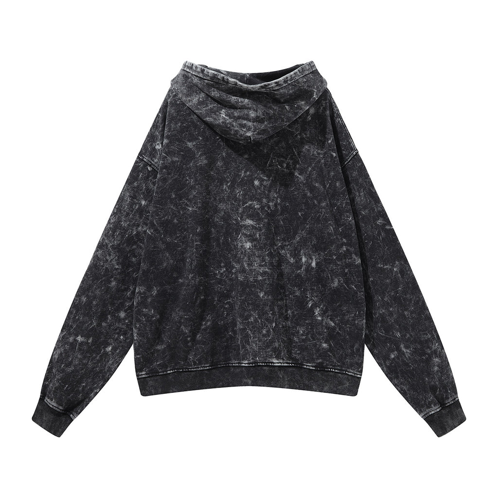 Washed Distressed Black Hoodie
