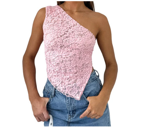 Asymmetrical Single Shoulder Flower Top
