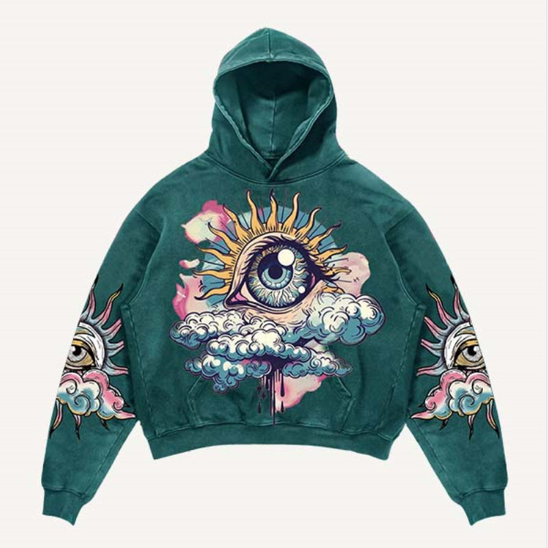 Men's Printed Long Sleeved Hooded Sweatshirt