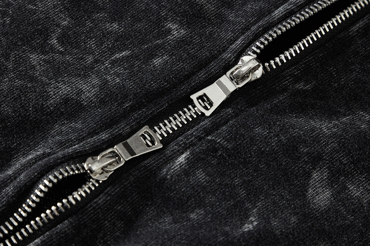 Washed Distressed Black Hoodie