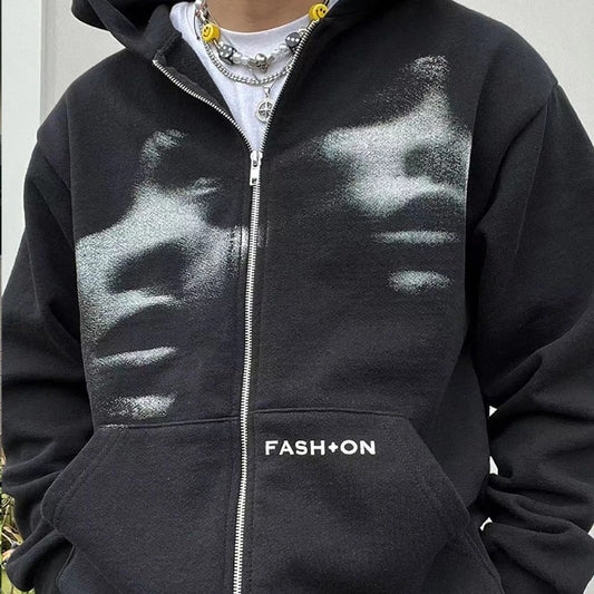 Blurred Faces Zip-Up Hoodie