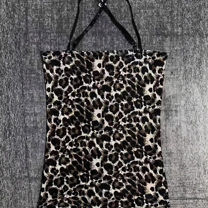 Spliced Leopard-Print Halter Top