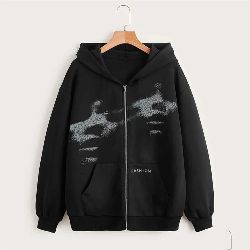 Blurred Faces Zip-Up Hoodie